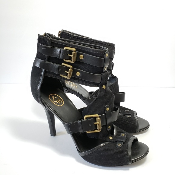 Ash Shoes - ASH Canvas Leather Studded Heel